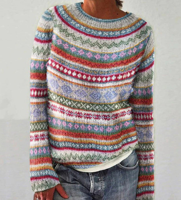 Zoe- Color Block Round Neck Sweater