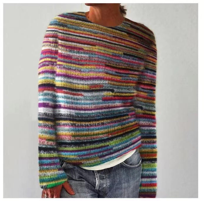 Nina - Color Block Round Neck Sweater