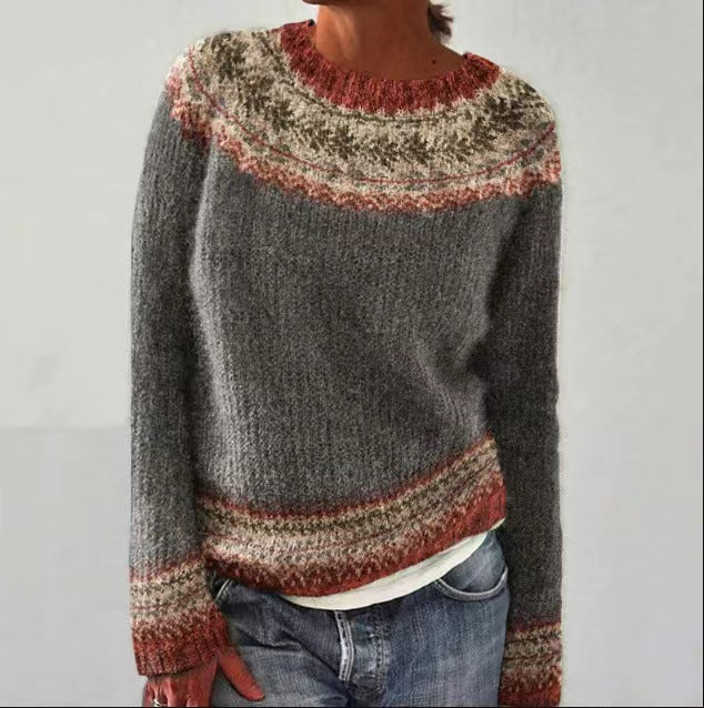 Ruby- Color Block Round Neck Sweater