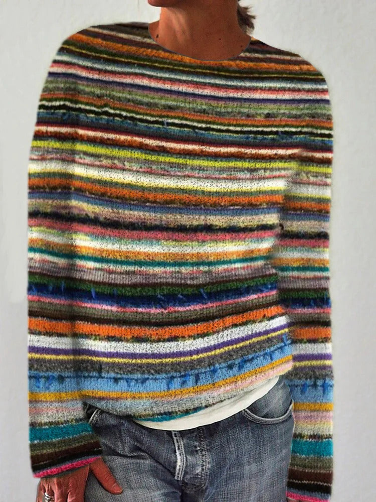 Mina - Color Block Round Neck Sweater