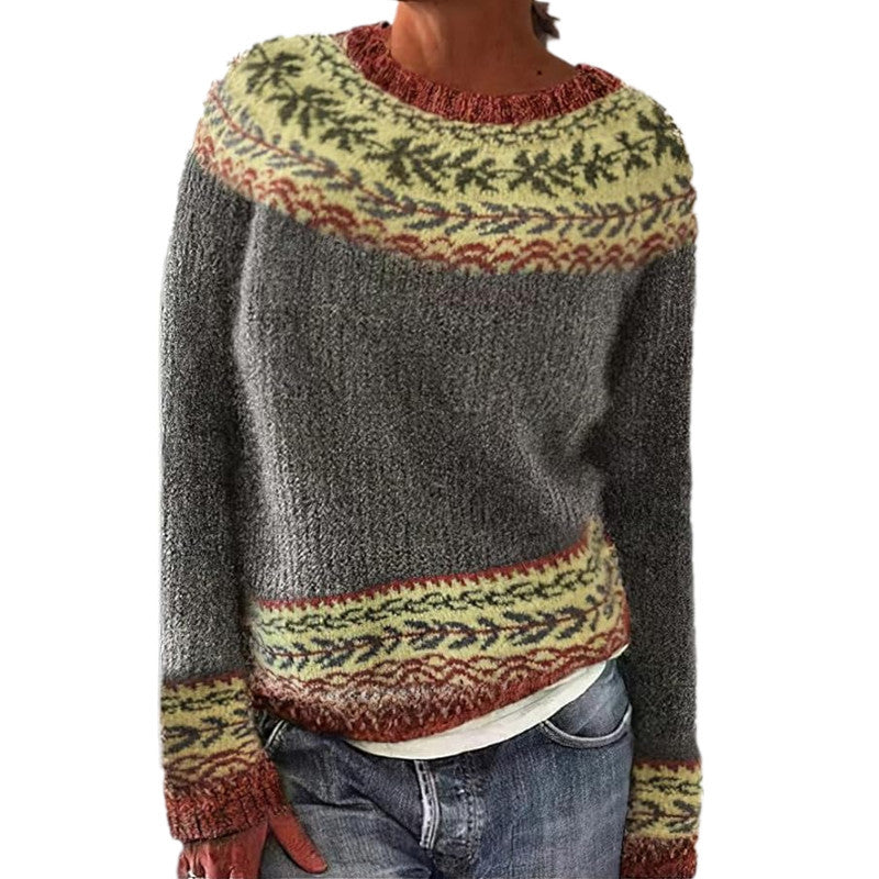 Fiona - Color Block Round Neck Sweater