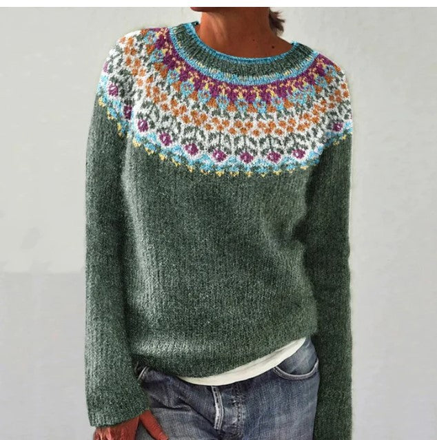 Carmen - Color Block Round Neck Sweater