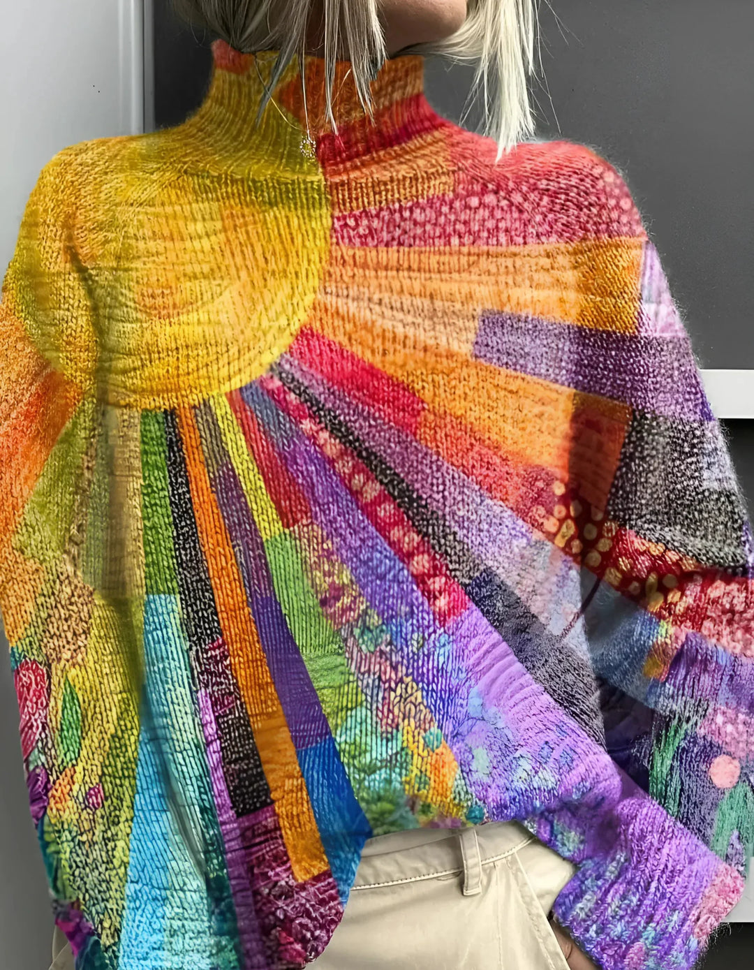 Ava - Cheerful colorful turtleneck sweater