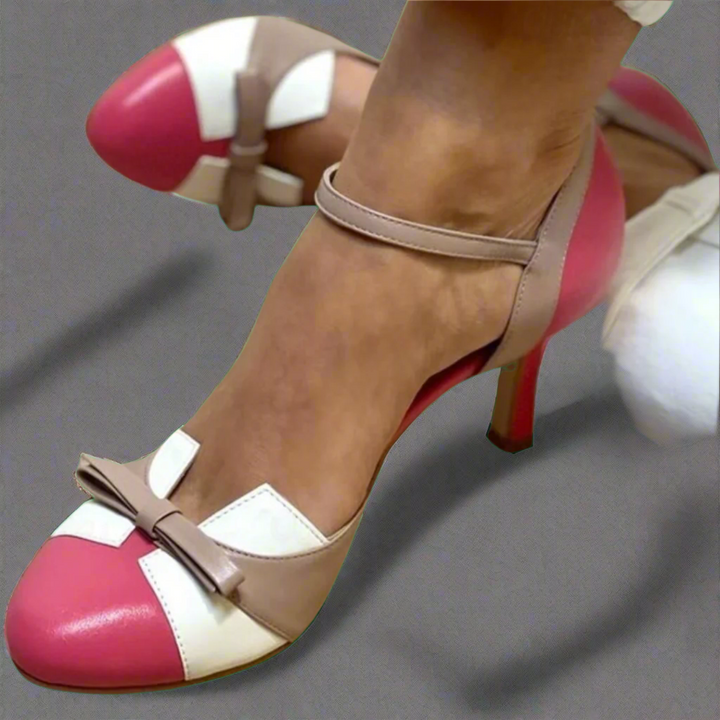 Sophia – Bow Detail Mid Heel Shoes