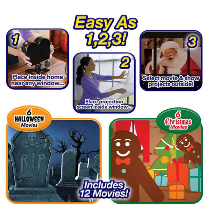 Halloween holographic projector - 2024 Deluxe Edition (Christmas videos included for FREE!)