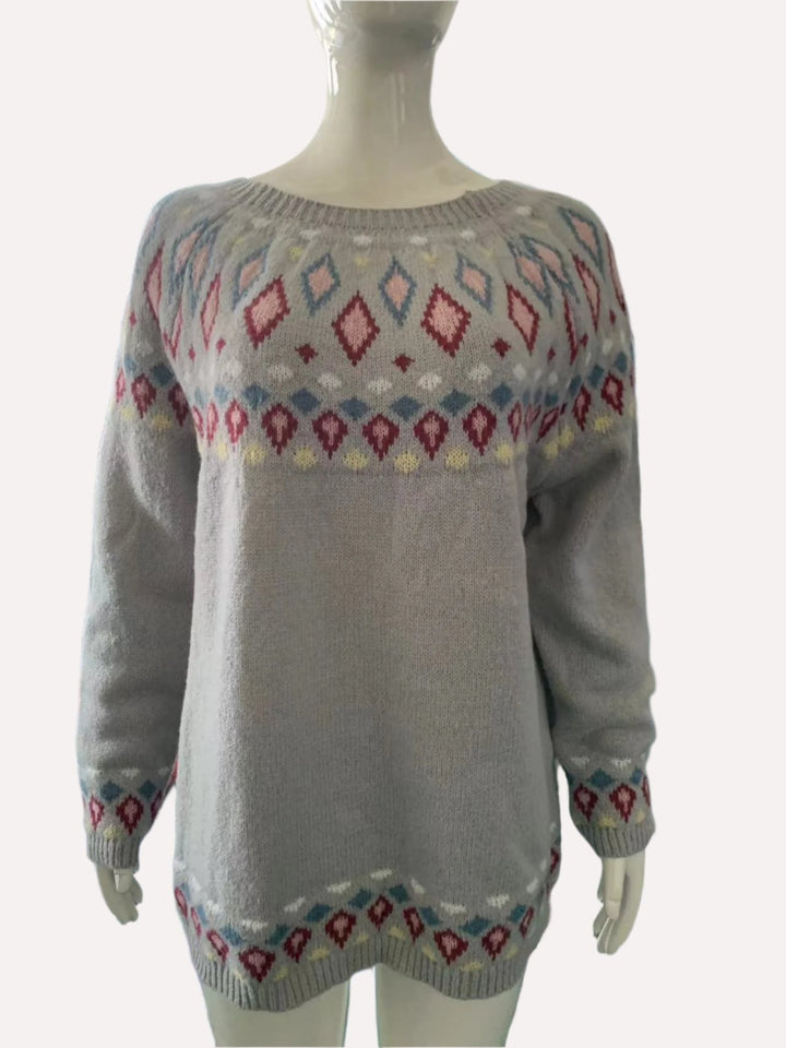 Naomi - Color Block Round Neck Sweater