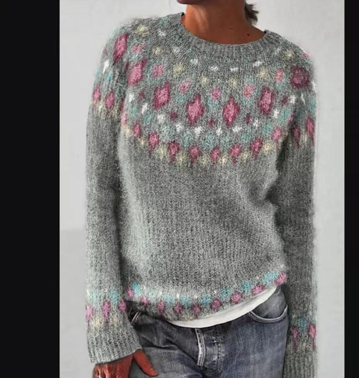 Naomi - Color Block Round Neck Sweater