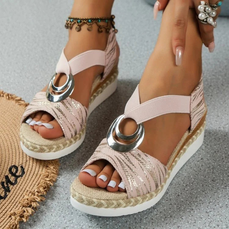 Orthopedic women's sandals with platform heel