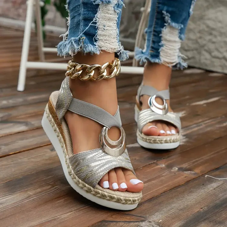 Orthopedic women's sandals with platform heel