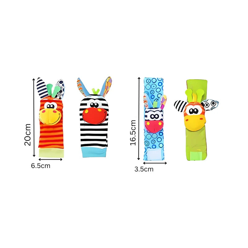👶 Babysokjes & Polsbandjes met Rammelaar – Ontdek & Speel Set