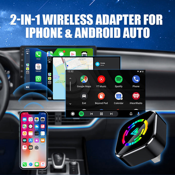 🔥2-in-1 draadloze adapter voor iPhone en Android - Auto🎵